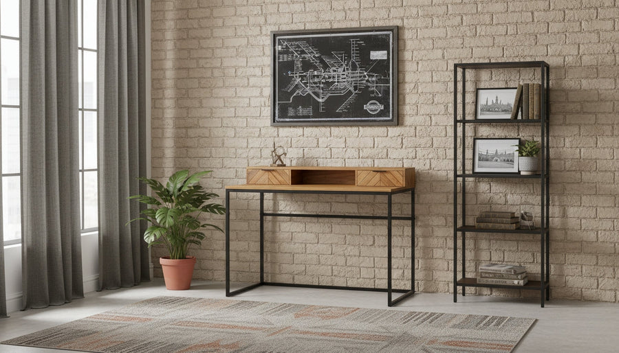 Bureau en Bois et Métal Industriel