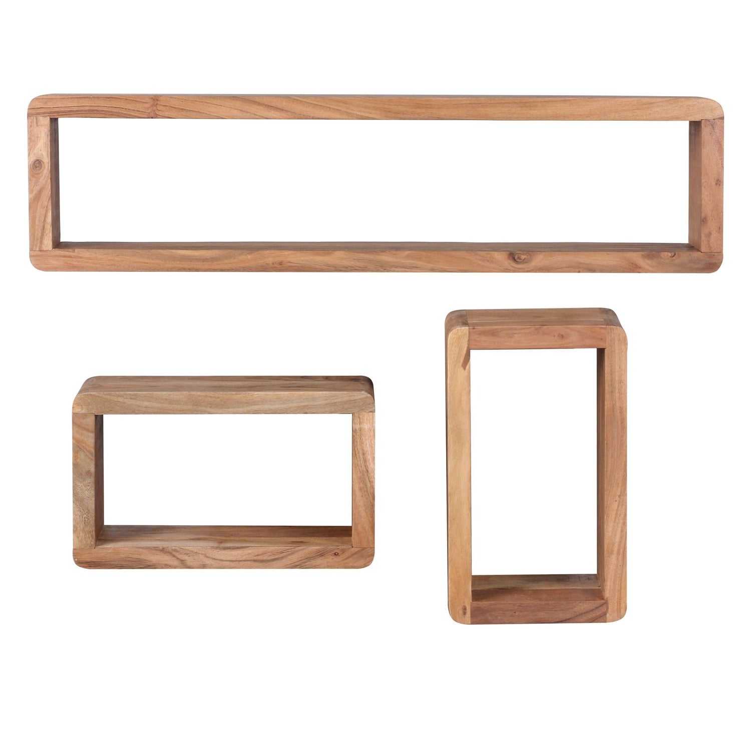 Étagère Murale en Bois d'Acacia Arrondie