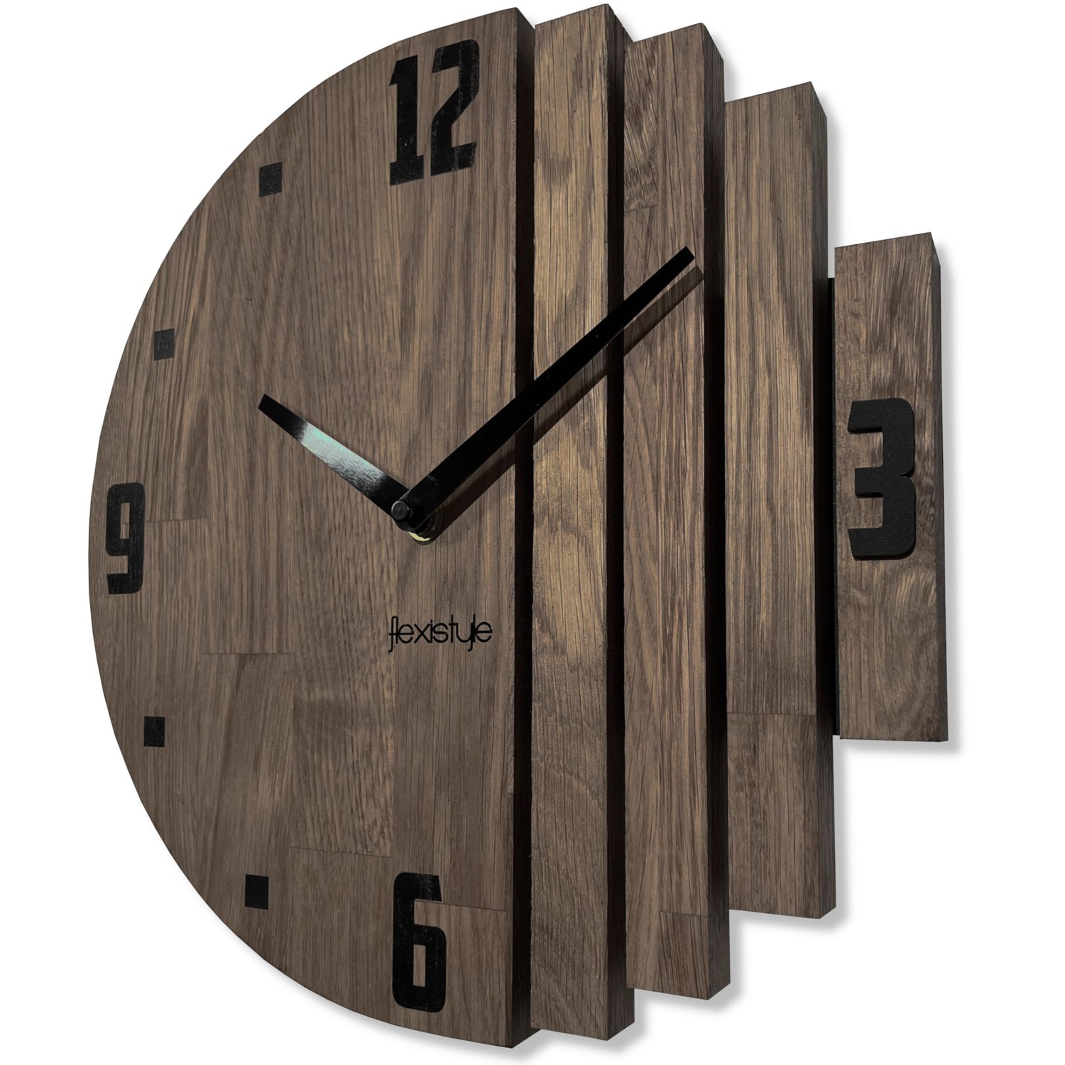 Horloge Murale en Bois Naturel Style Industriel