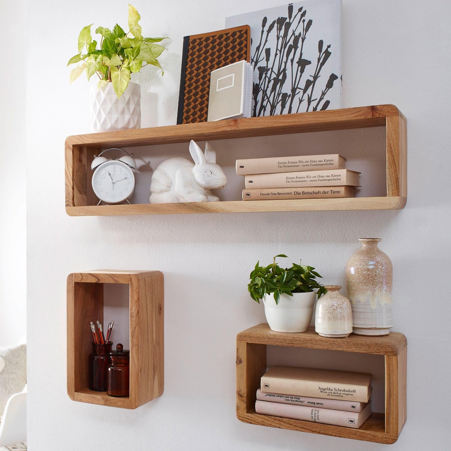 Étagère Murale en Bois d'Acacia Arrondie