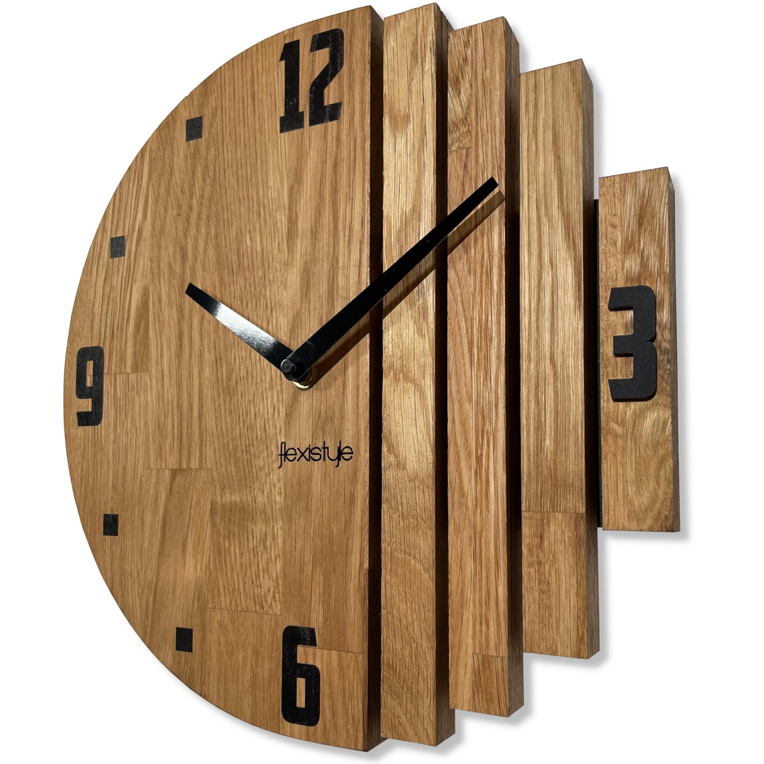 Horloge Murale en Bois Naturel Style Industriel
