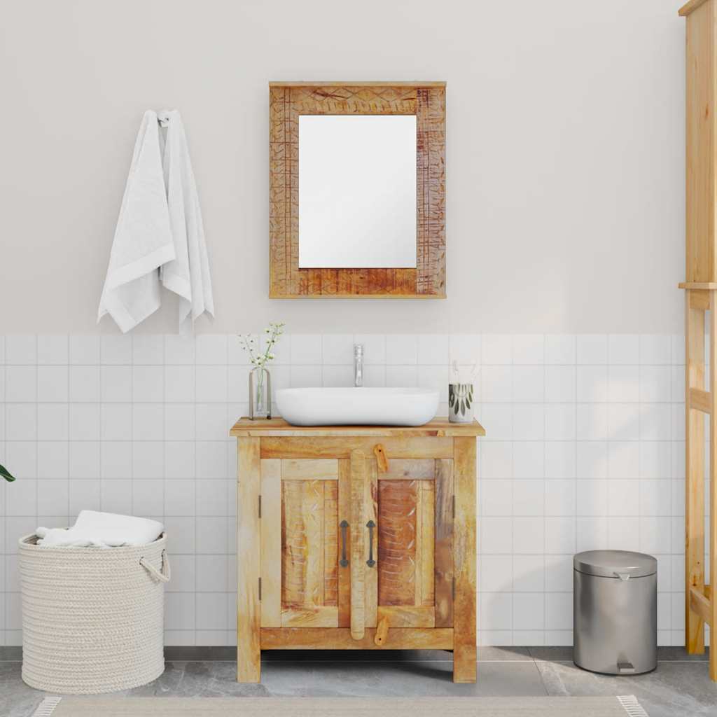 Meuble De Salle De Bain Avec Miroir Bois Massif De Manguier