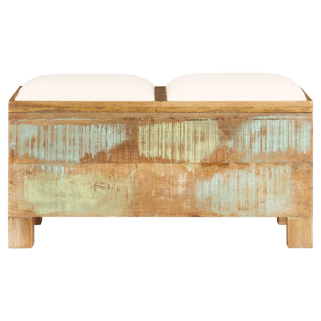 Banc De Rangement Bois Massif Recyclé 80 X 40 X 40 Cm