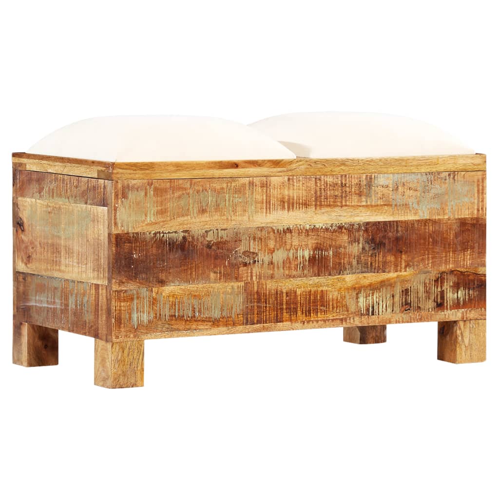 Banc De Rangement Bois Massif Recyclé 80 X 40 X 40 Cm