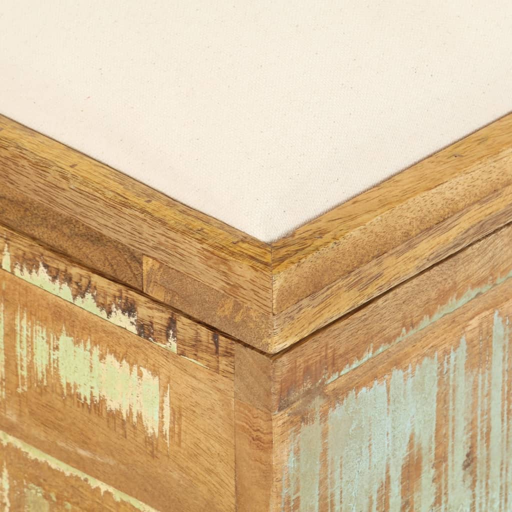Banc De Rangement Bois Massif Recyclé 80 X 40 X 40 Cm