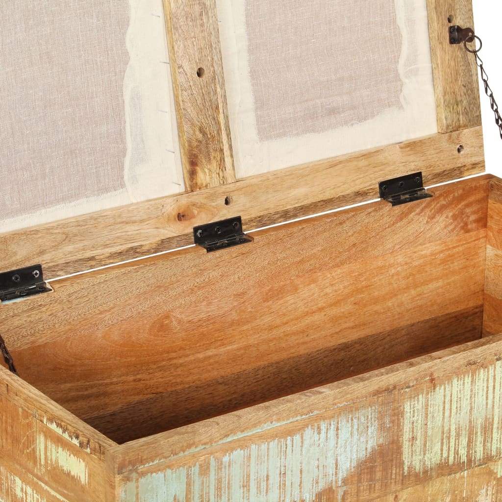 Banc De Rangement Bois Massif Recyclé 80 X 40 X 40 Cm