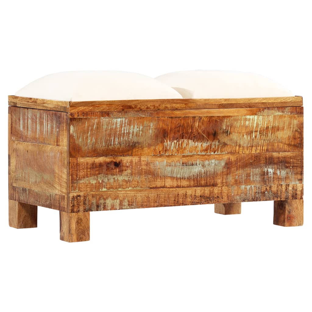 Banc De Rangement Bois Massif Recyclé 80 X 40 X 40 Cm