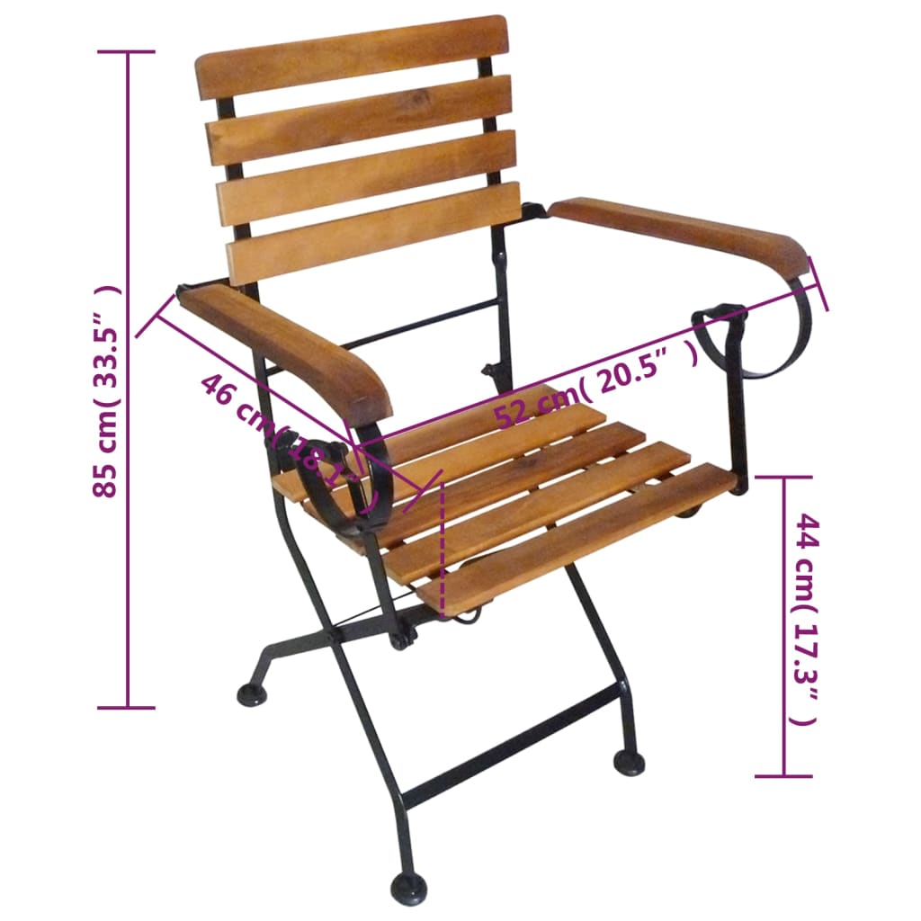 Chaises Pliables De Jardin Lot De 2 Acier Et Bois Acacia Solide