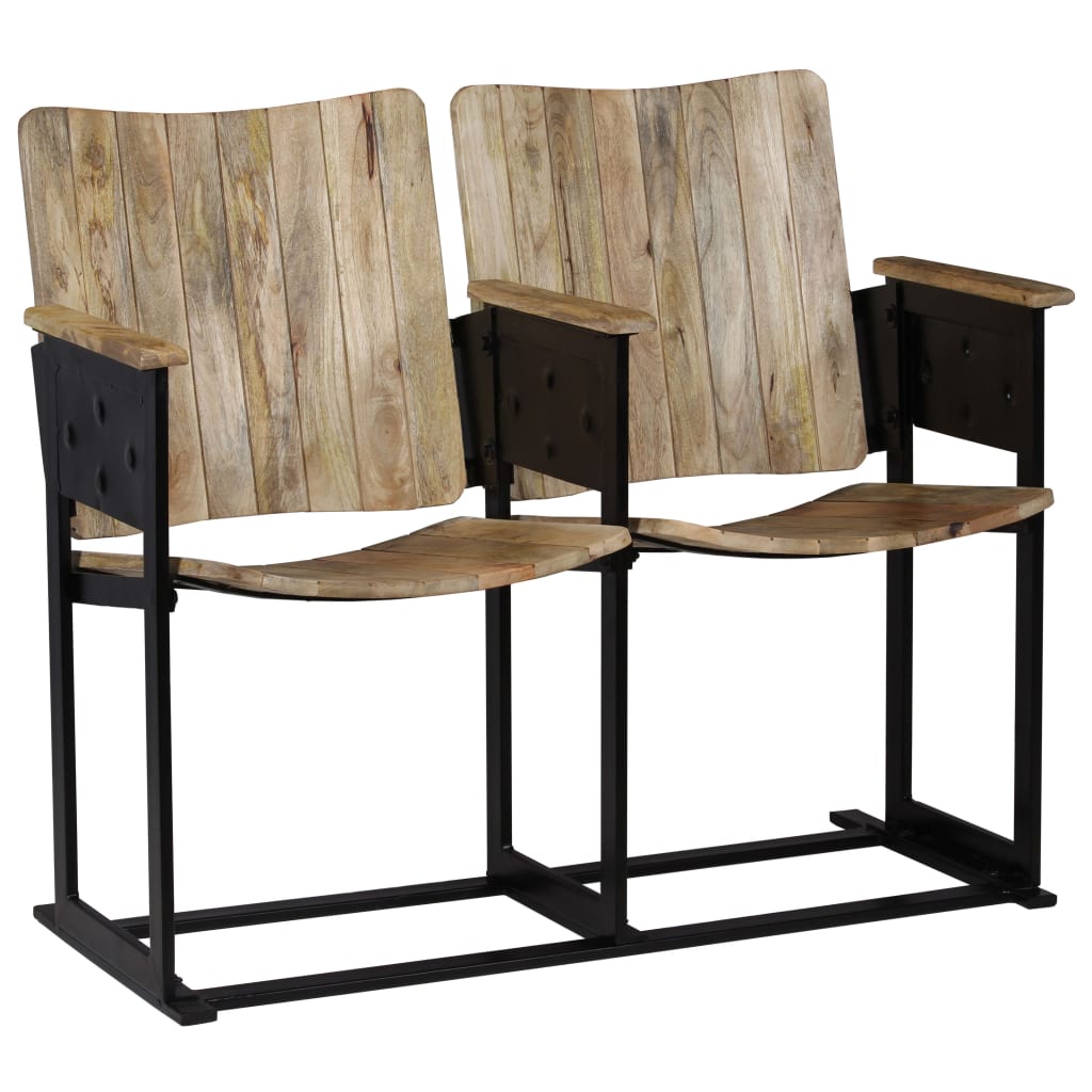 Banc À 2 Places Bois De Manguier Massif Et Acier