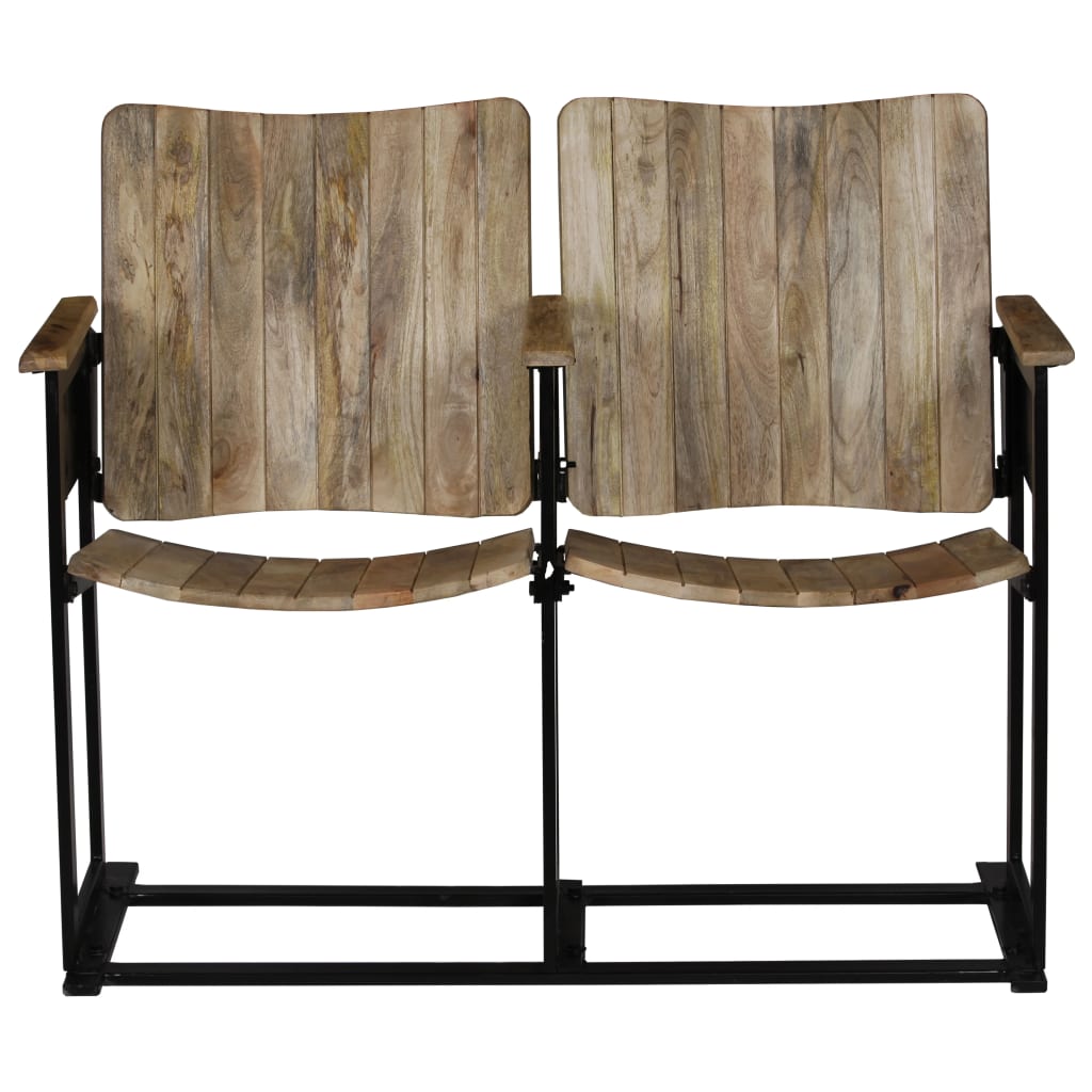 Banc À 2 Places Bois De Manguier Massif Et Acier