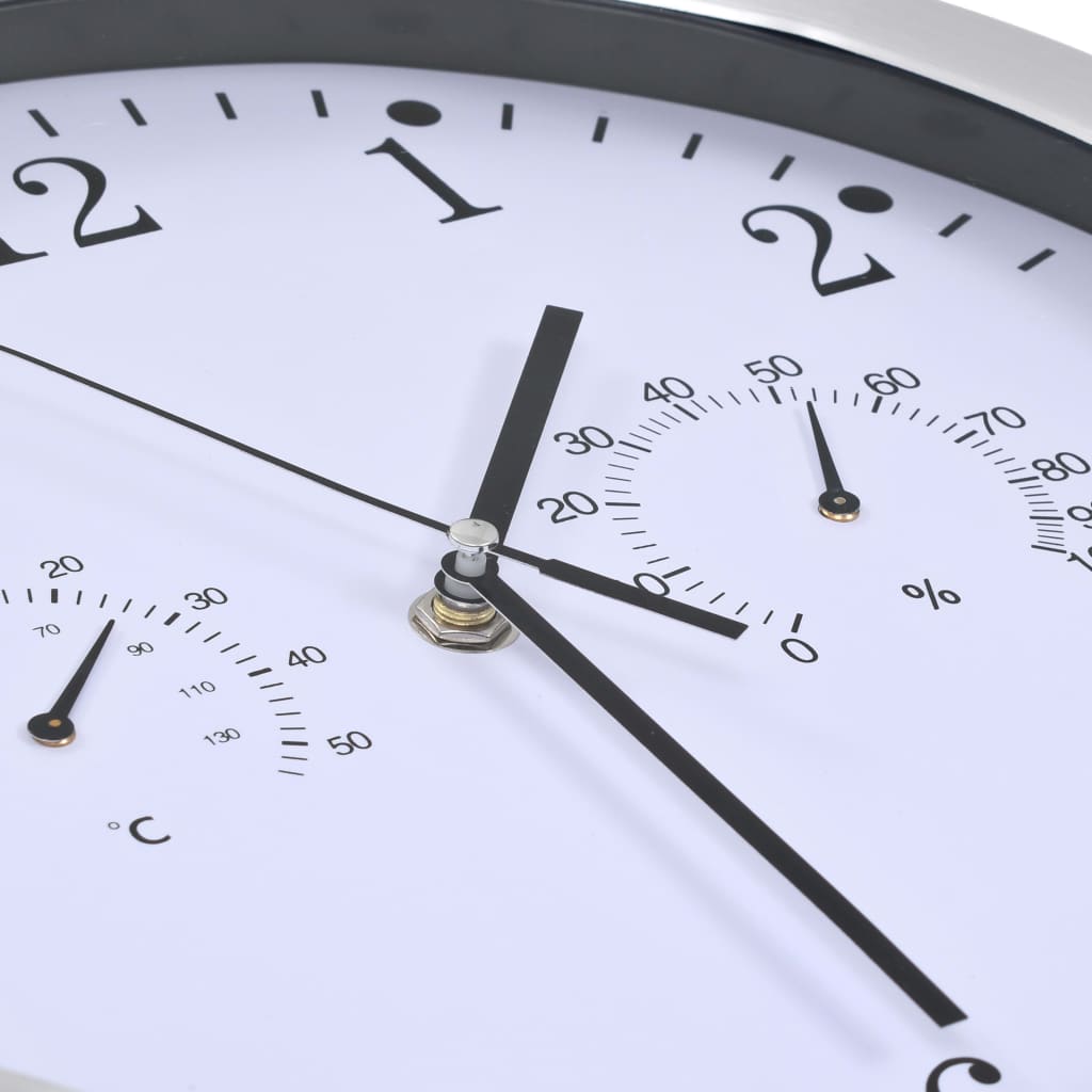 Horloge Murale À Quartz Hygromètre Et Thermomètre 30 Cm