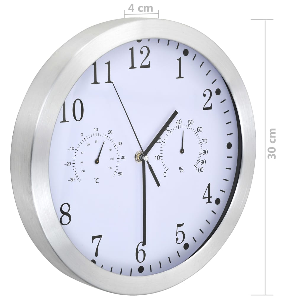 Horloge Murale À Quartz Hygromètre Et Thermomètre 30 Cm
