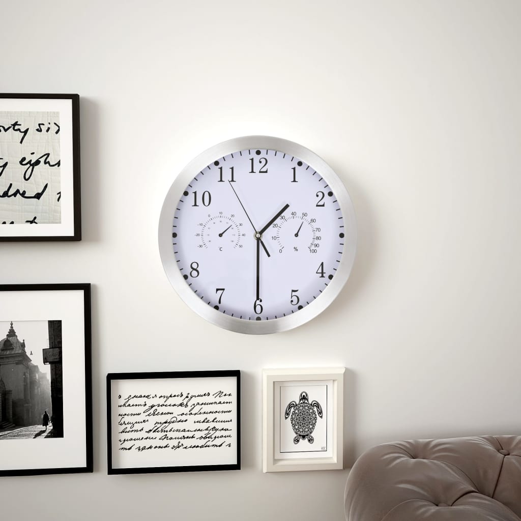 Horloge Murale À Quartz Hygromètre Et Thermomètre 30 Cm