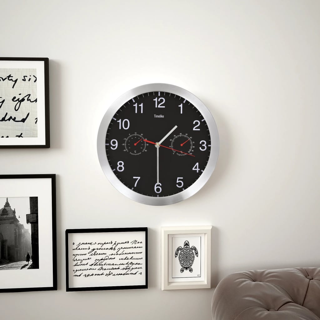 Horloge Murale À Quartz Hygromètre Et Thermomètre 30 Cm