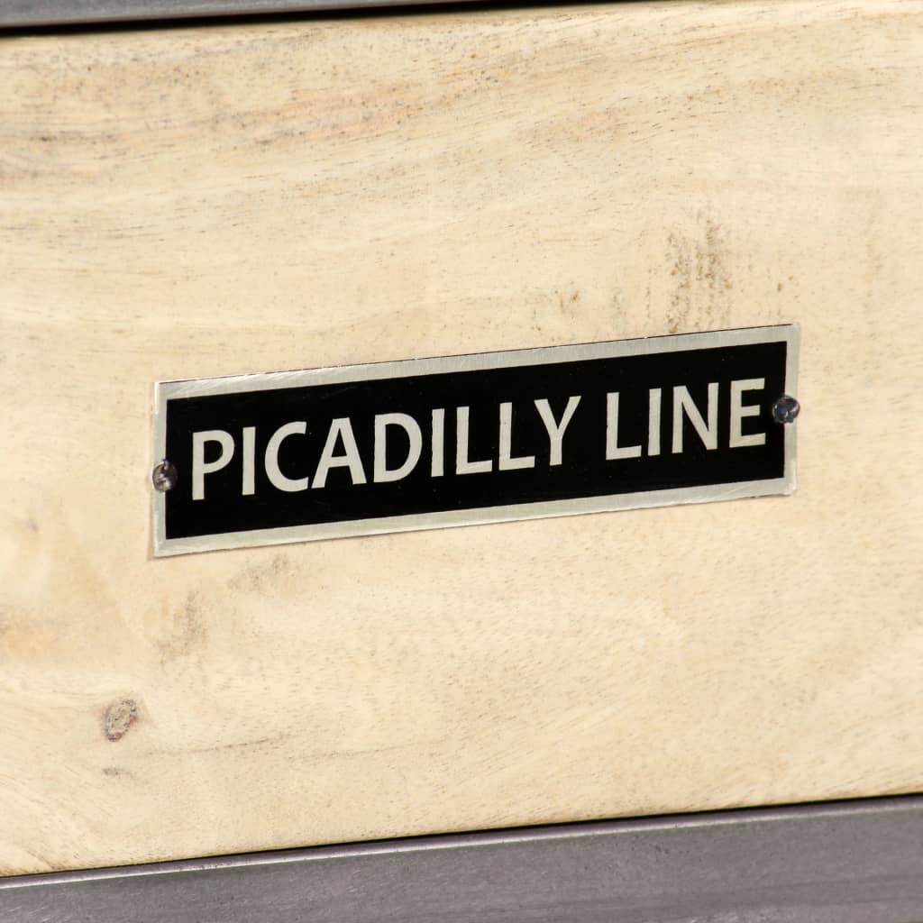 Meuble Tv Bois De Manguier Massif Et Acier 120X30X45 Cm