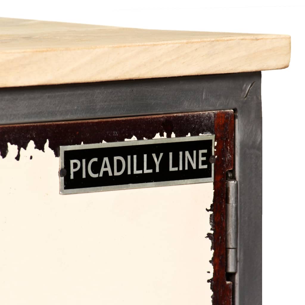 Meuble Tv Bois De Manguier Massif Et Acier 120X30X45 Cm