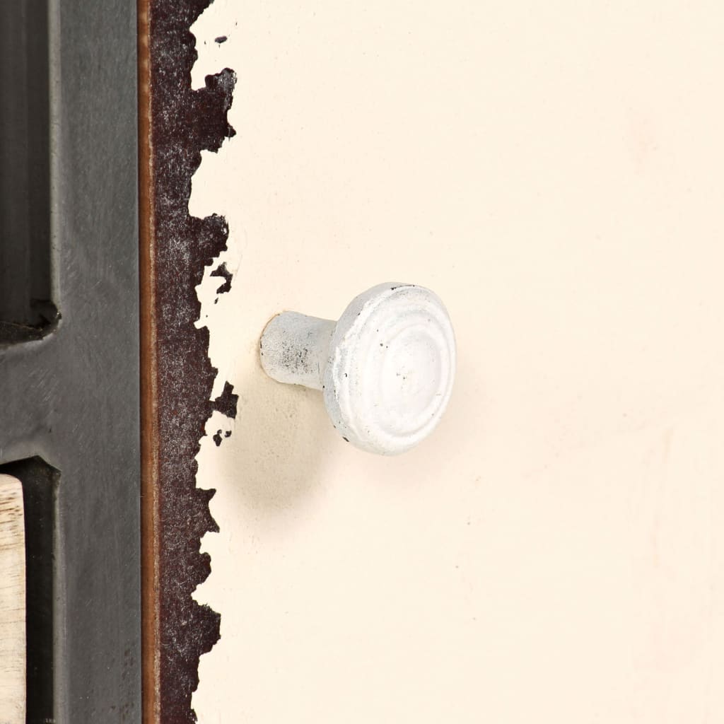 Meuble Tv Bois De Manguier Massif Et Acier 120X30X45 Cm