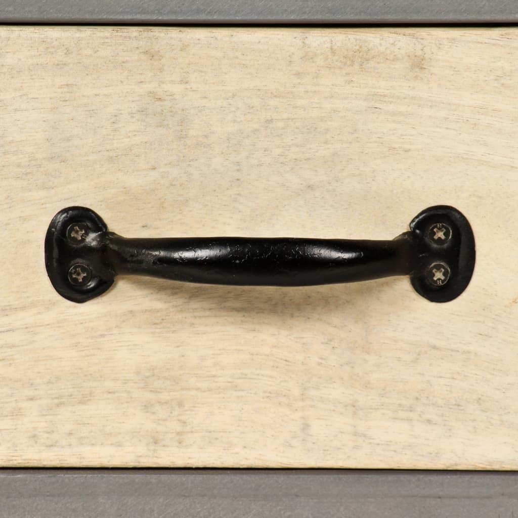 Meuble Tv Bois De Manguier Massif Et Acier 120X30X45 Cm