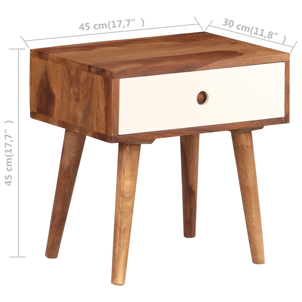 Table De Chevet Bois Massif De Sesham 45 X 30 X 45 Cm