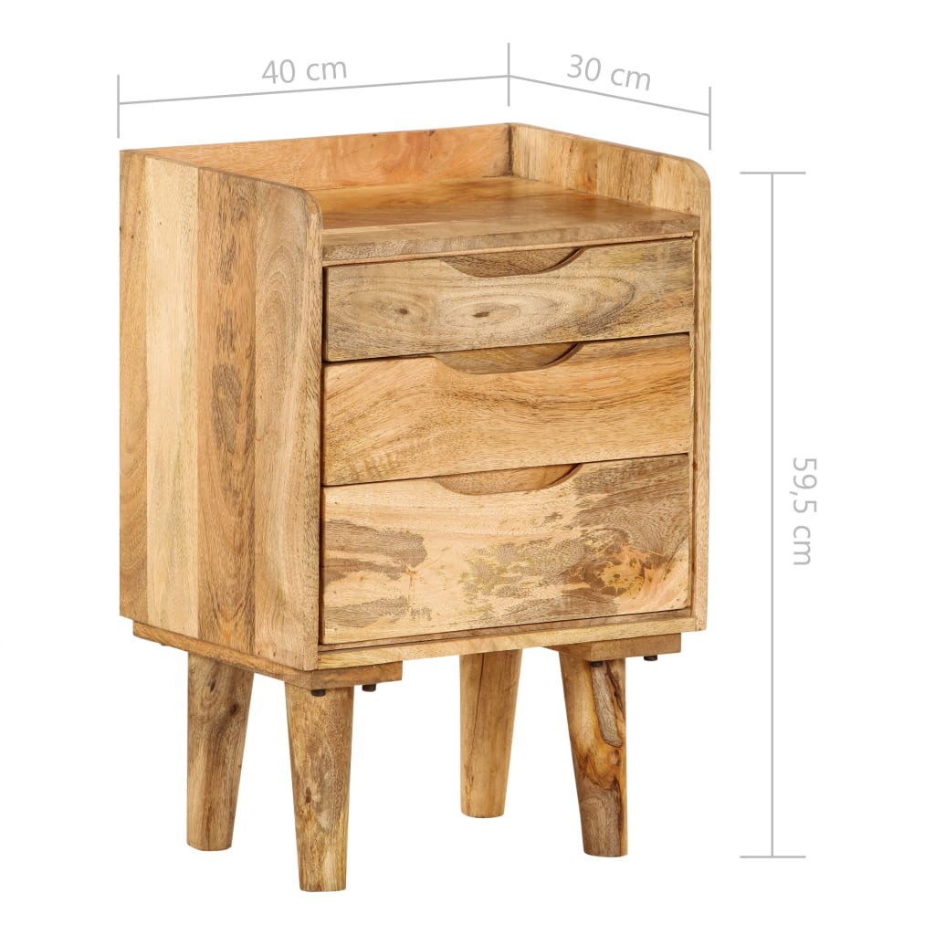 Table De Chevet Bois De Manguier Massif 40 X 30 X 59,5 Cm