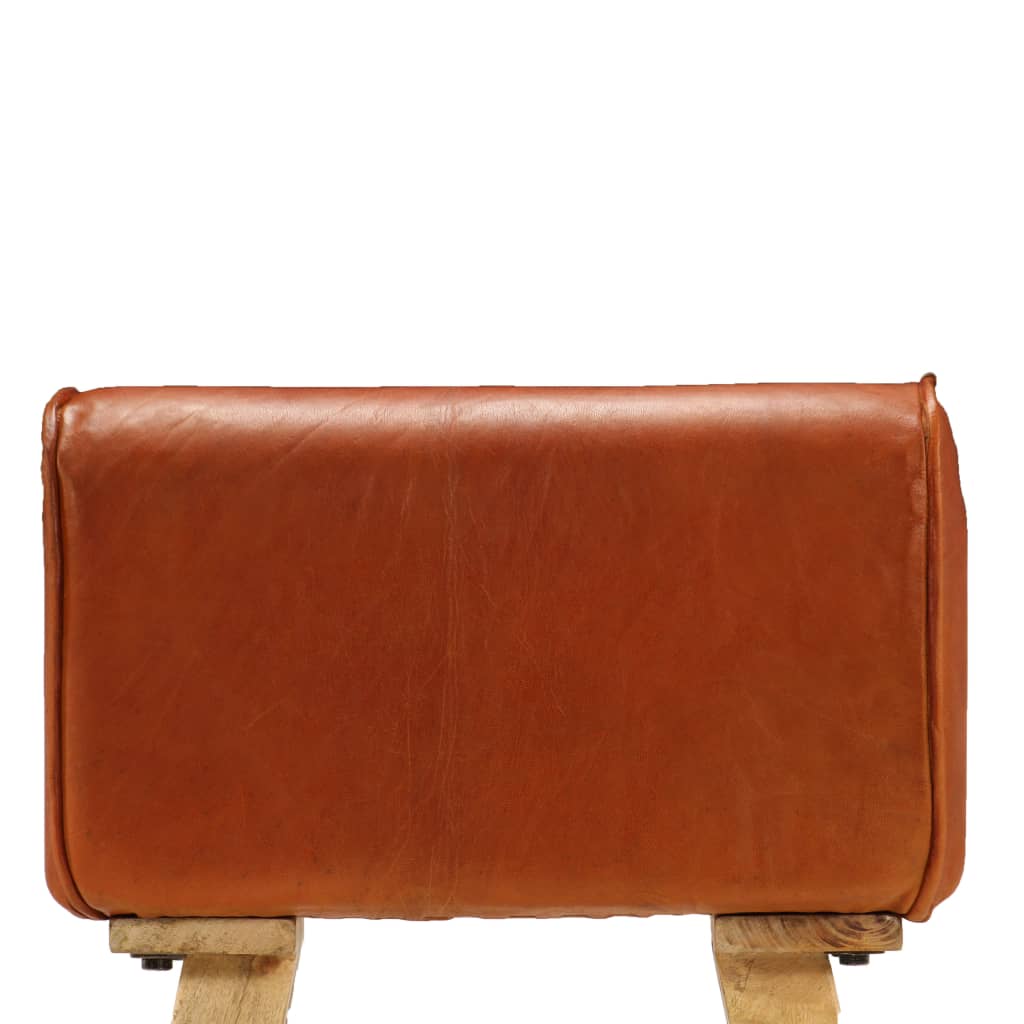 Chaises De Bar Lot De 2 Cuir Véritable Bois De Manguier Solide