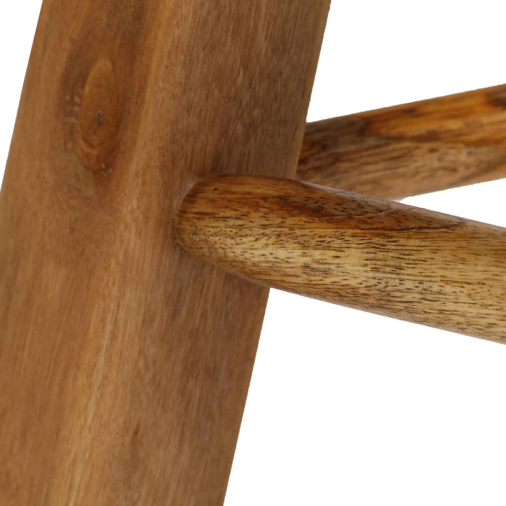 Chaises De Bar Lot De 2 Cuir Véritable Bois De Manguier Solide