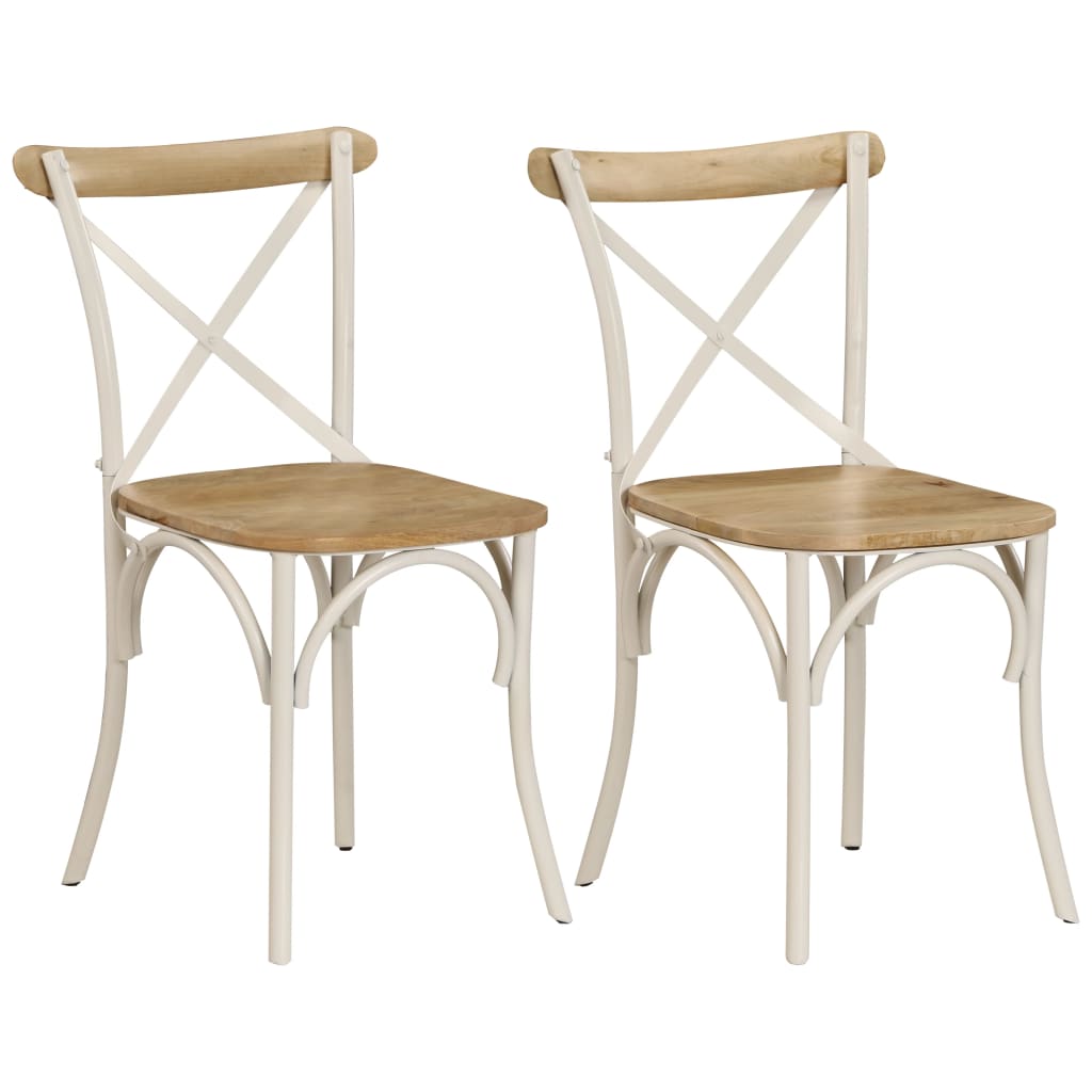 Chaises À Dossier Croisé Lot De 6 Blanc Bois De Manguier Massif