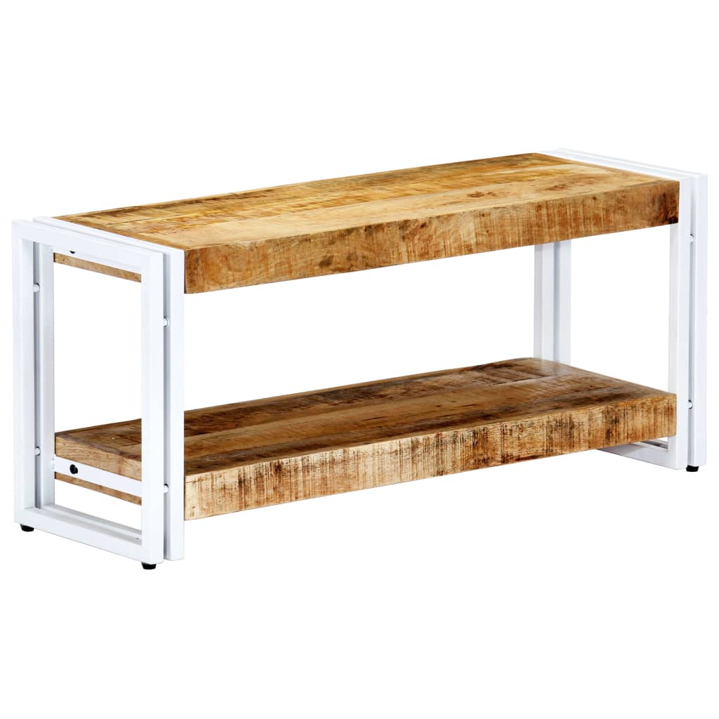 Meuble Tv 90X30X40 Cm Bois Massif De Manguier Blanc