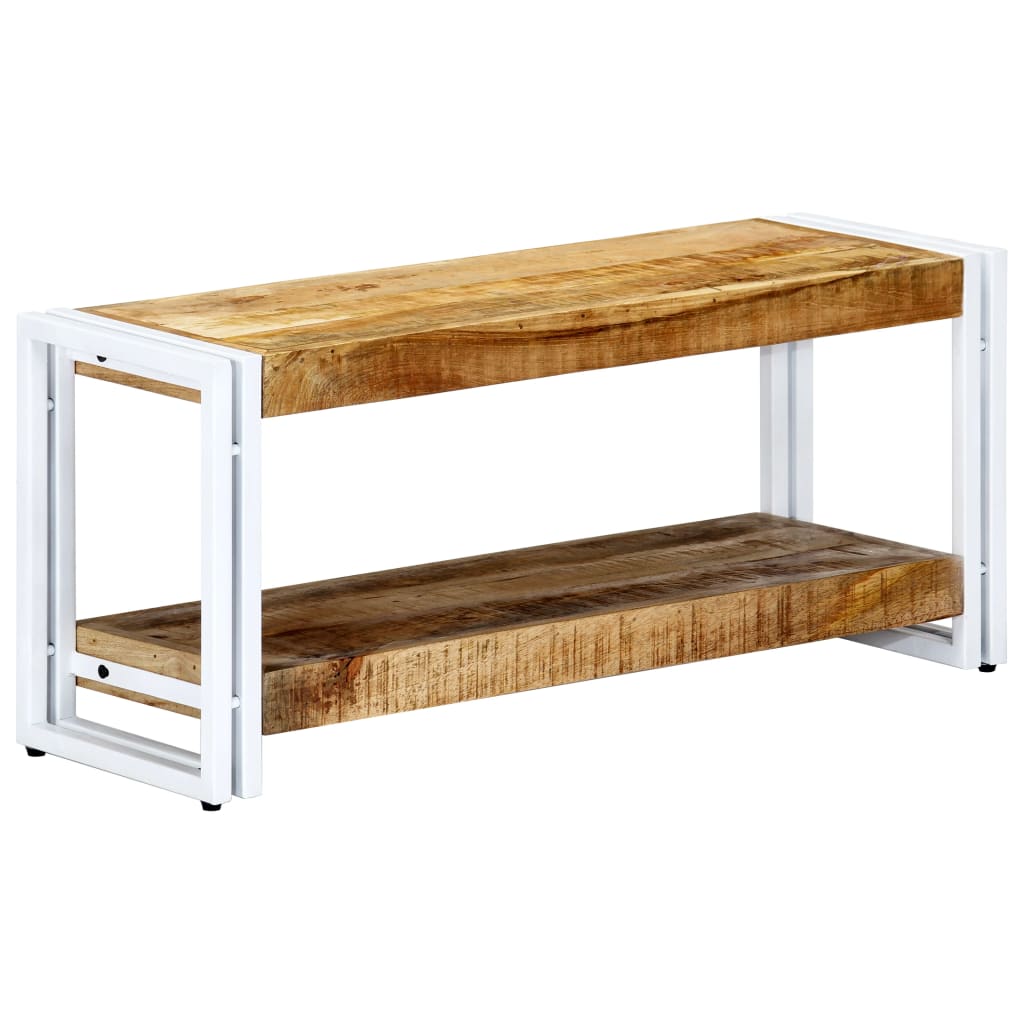 Meuble Tv 90X30X40 Cm Bois Massif De Manguier Blanc