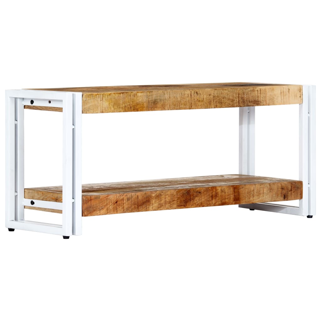 Meuble Tv 90X30X40 Cm Bois Massif De Manguier Blanc