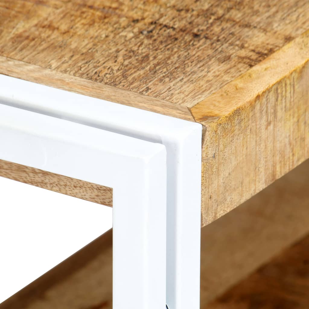 Meuble Tv 90X30X40 Cm Bois Massif De Manguier Blanc