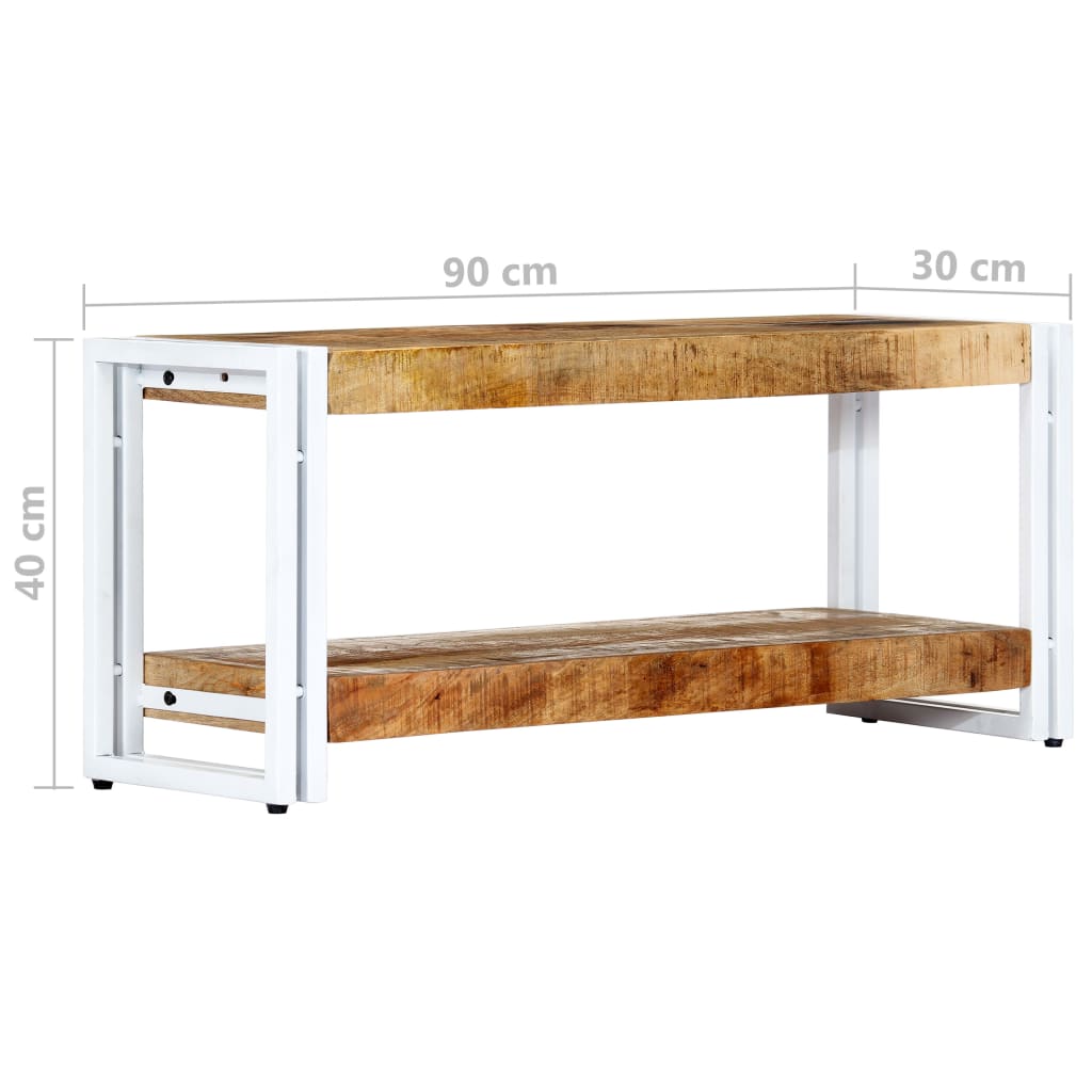Meuble Tv 90X30X40 Cm Bois Massif De Manguier Blanc