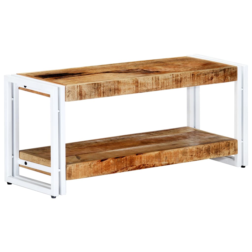 Meuble Tv 90X30X40 Cm Bois Massif De Manguier Blanc