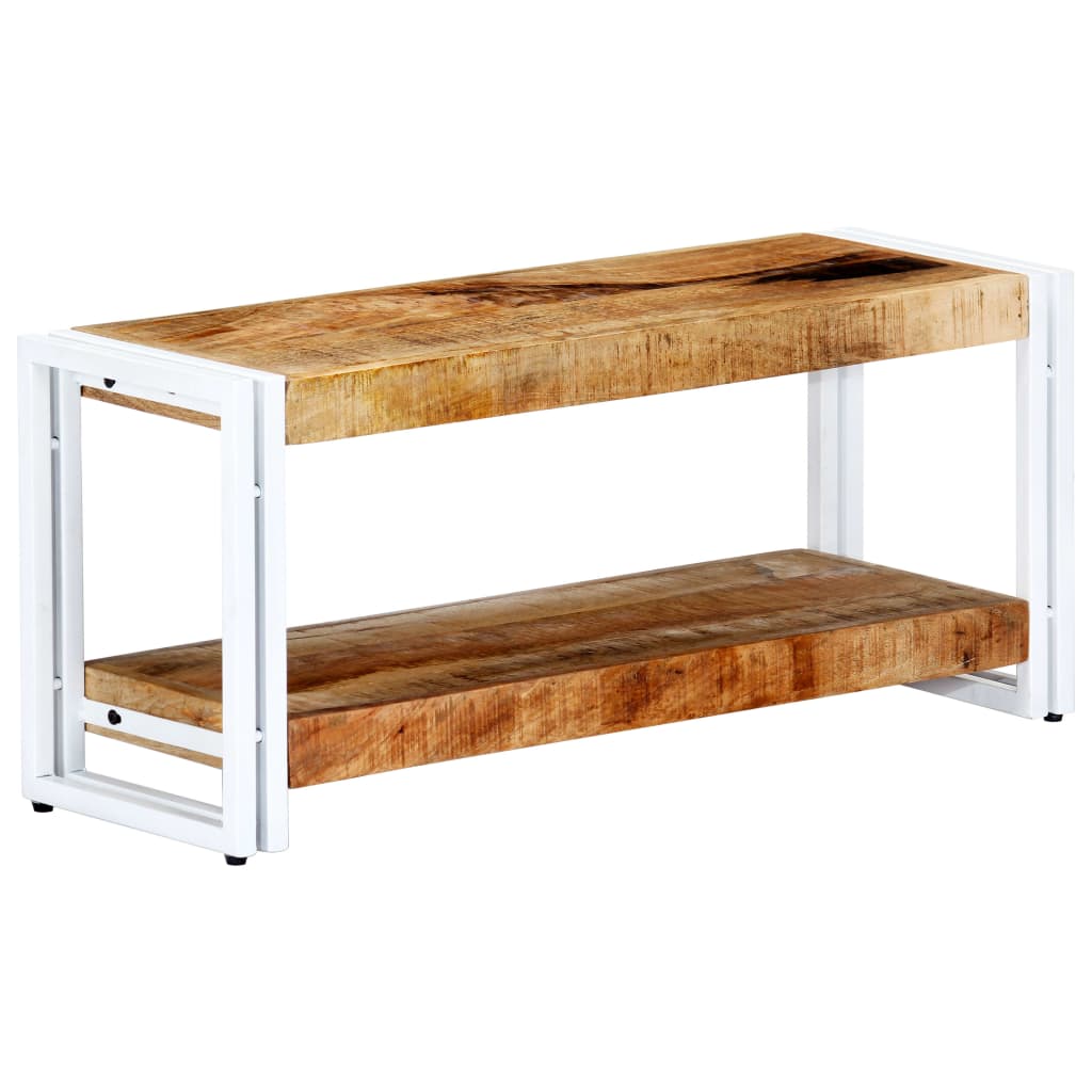 Meuble Tv 90X30X40 Cm Bois Massif De Manguier Blanc