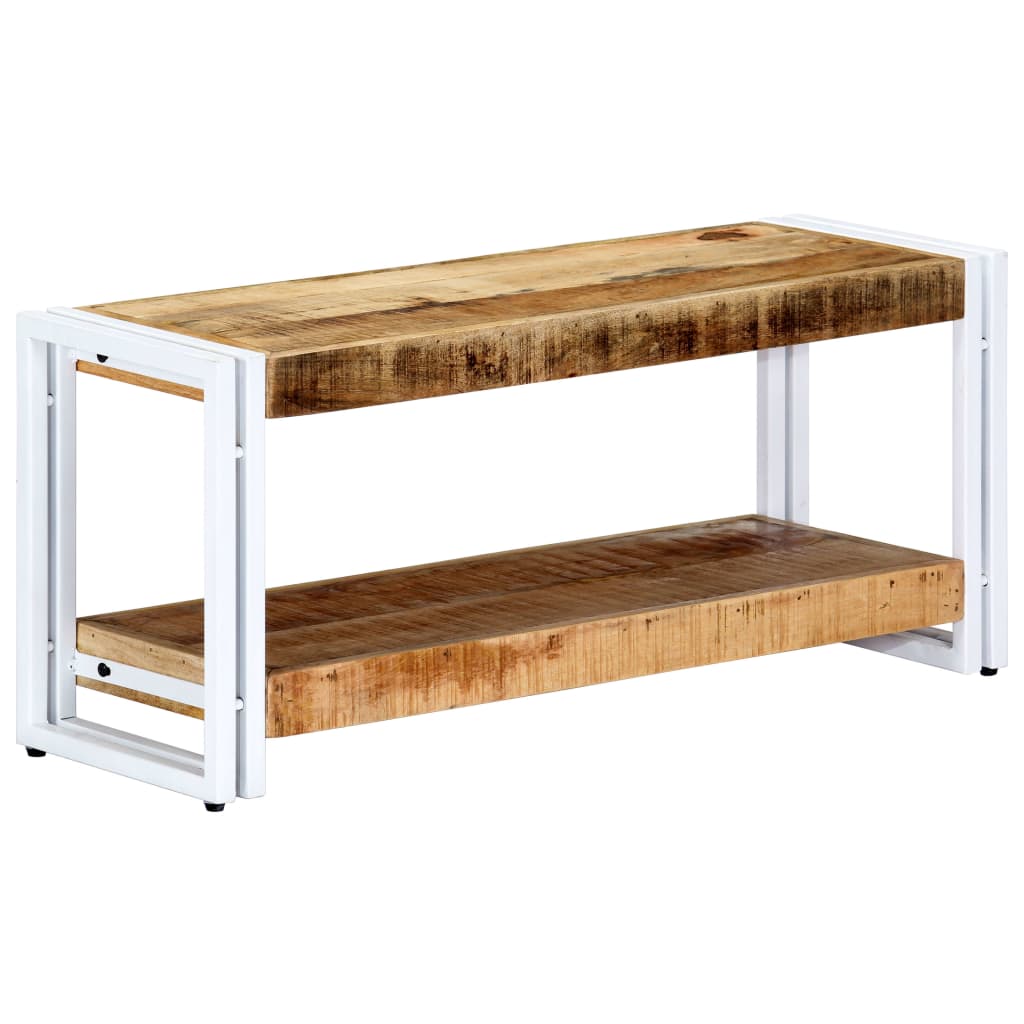 Meuble Tv 90X30X40 Cm Bois Massif De Manguier Blanc
