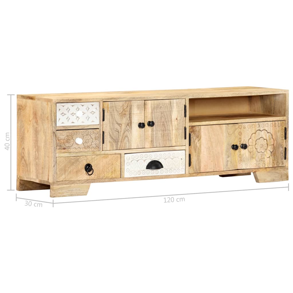 Meuble Tv 120X30X40 Cm Bois Massif De Manguier