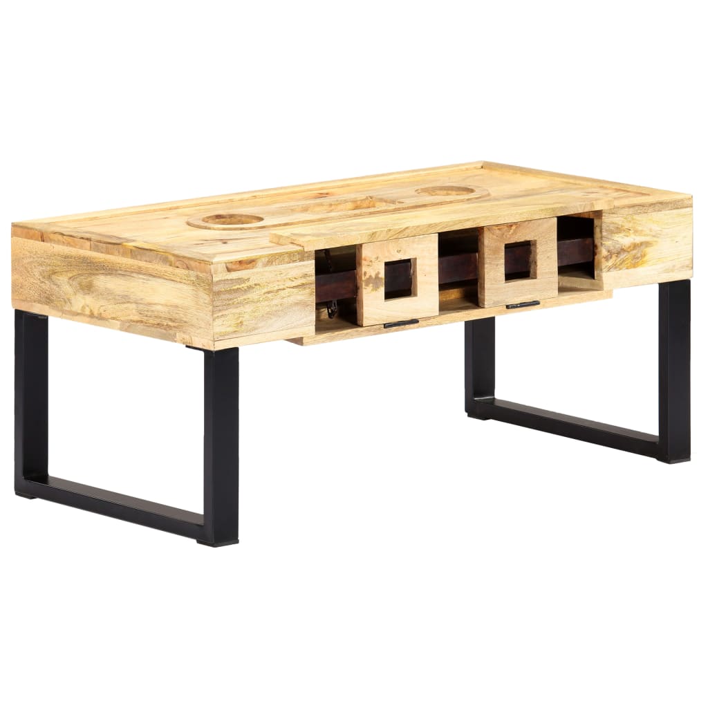 Table Basse Style Cassette 100X52X45 Cm Bois De Manguier Massif