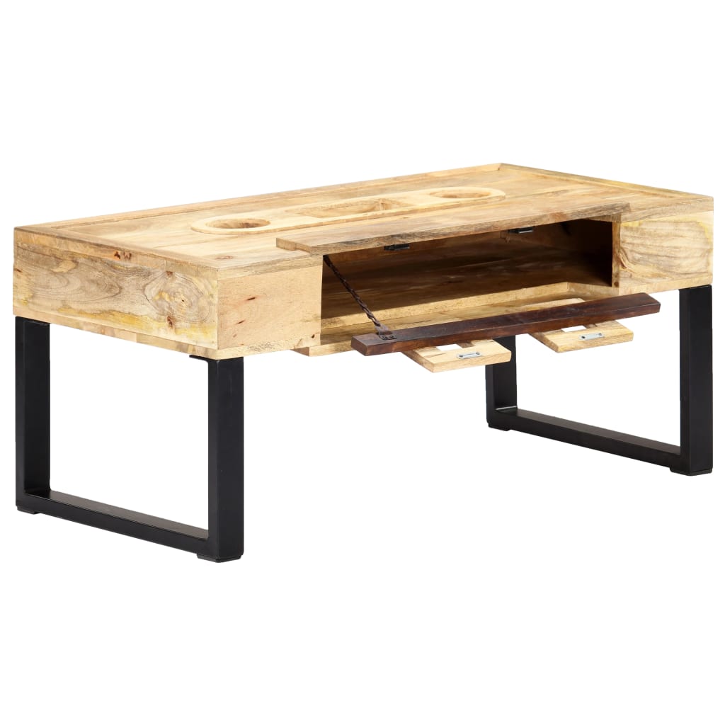 Table Basse Style Cassette 100X52X45 Cm Bois De Manguier Massif