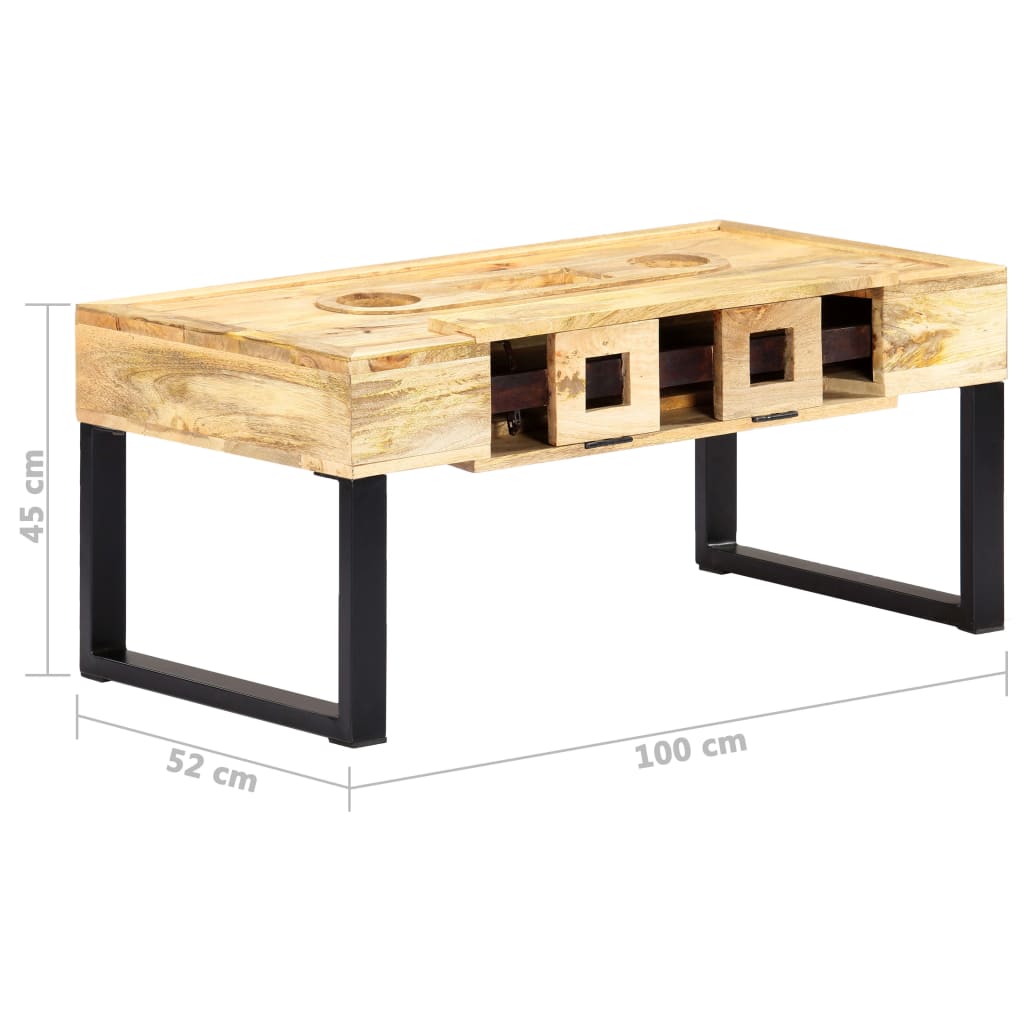Table Basse Style Cassette 100X52X45 Cm Bois De Manguier Massif