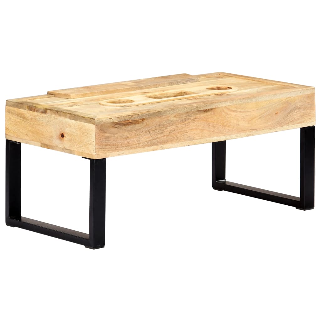 Table Basse Style Cassette 100X52X45 Cm Bois De Manguier Massif