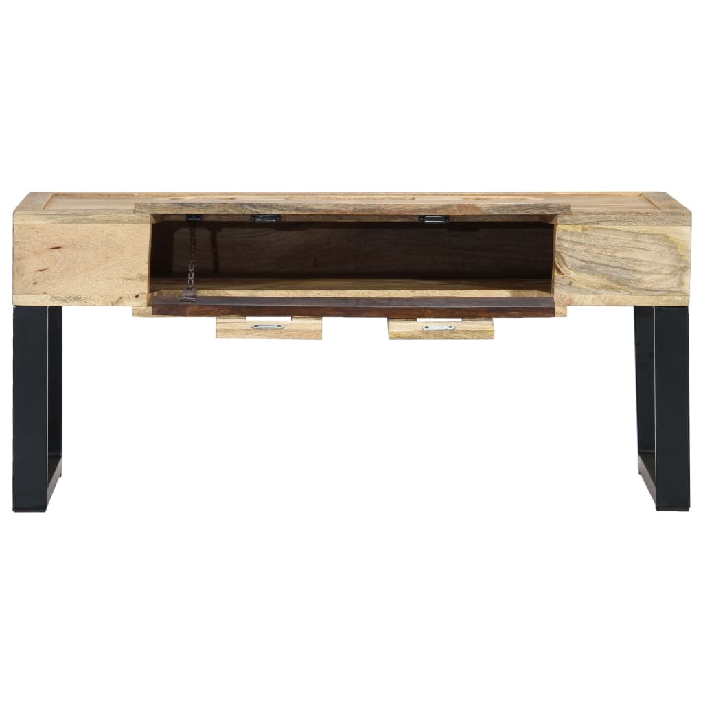 Table Basse Style Cassette 100X52X45 Cm Bois De Manguier Massif
