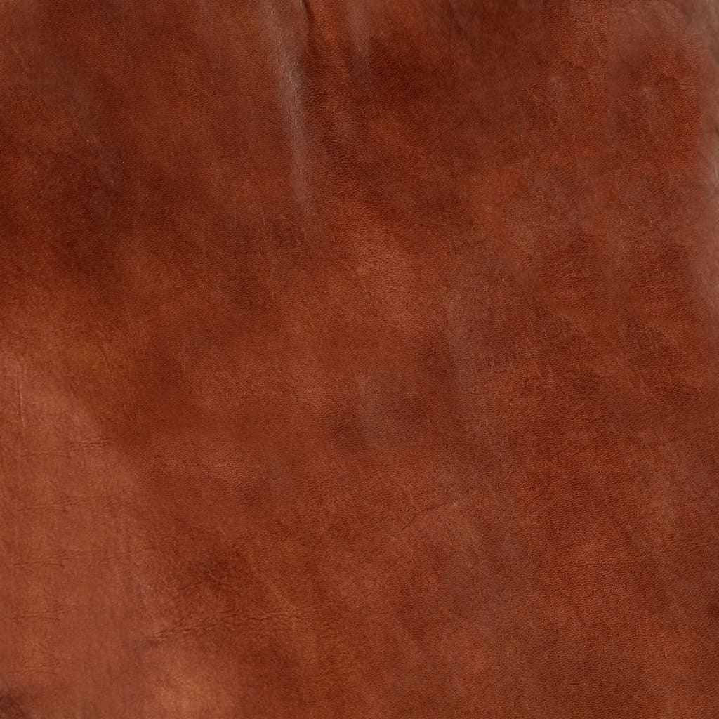 Chaise À Bascule Marron Cuir Véritable Et Manguier Massif