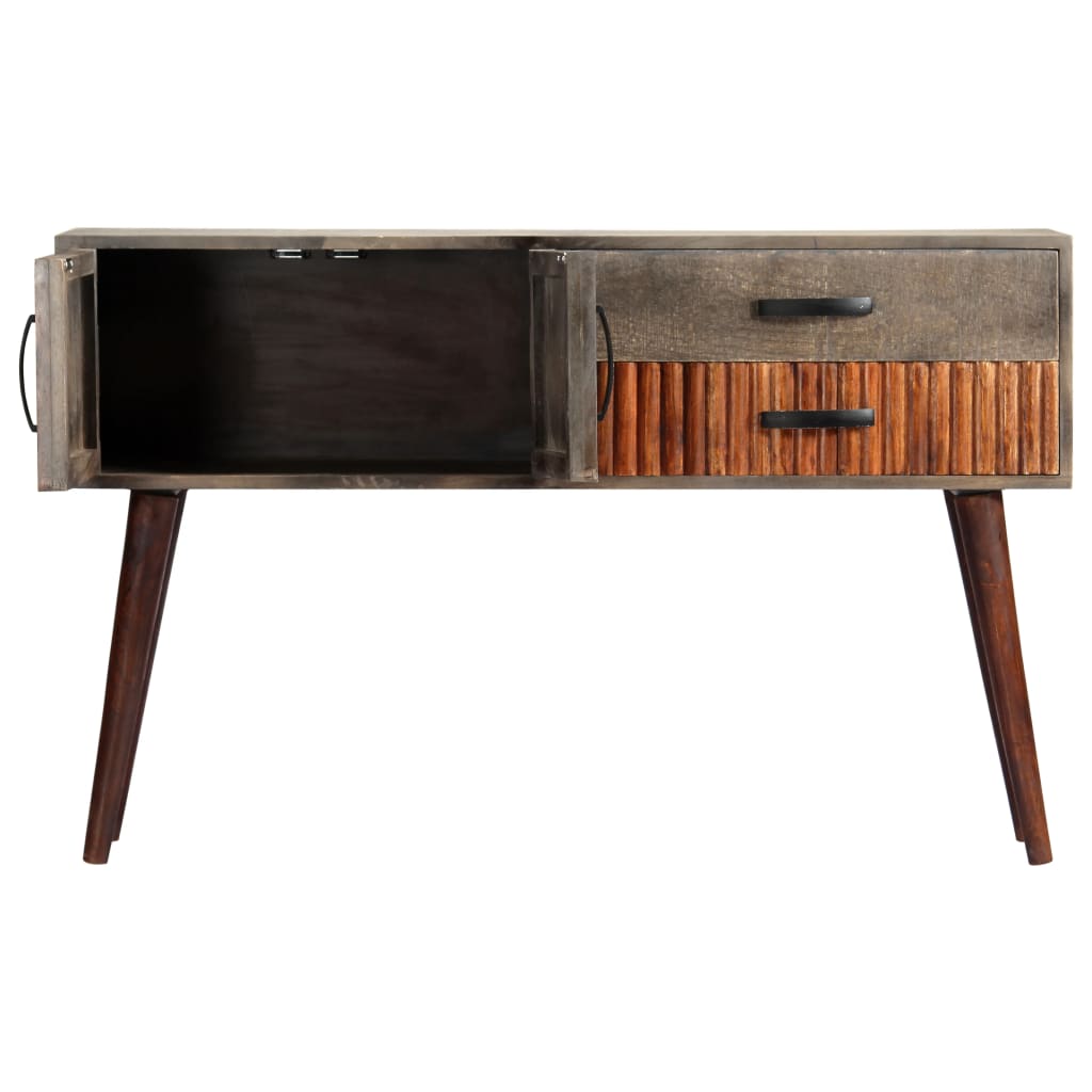 Table Console Gris 120X35X75 Cm Bois De Manguier Massif Brut