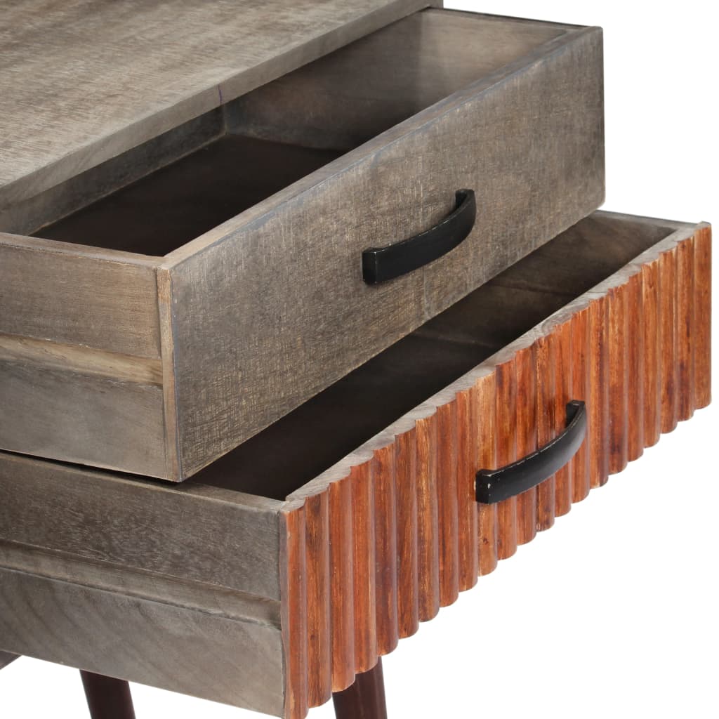 Table Console Gris 120X35X75 Cm Bois De Manguier Massif Brut
