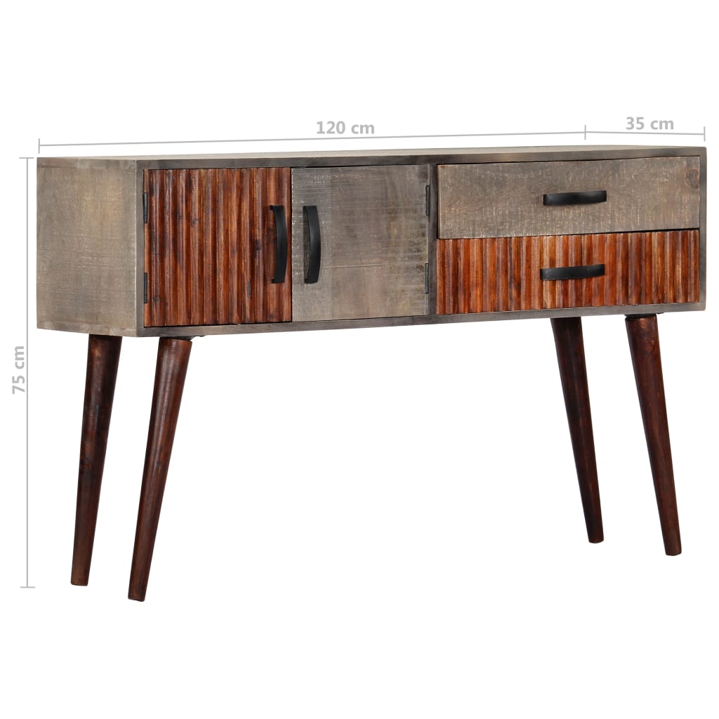Table Console Gris 120X35X75 Cm Bois De Manguier Massif Brut