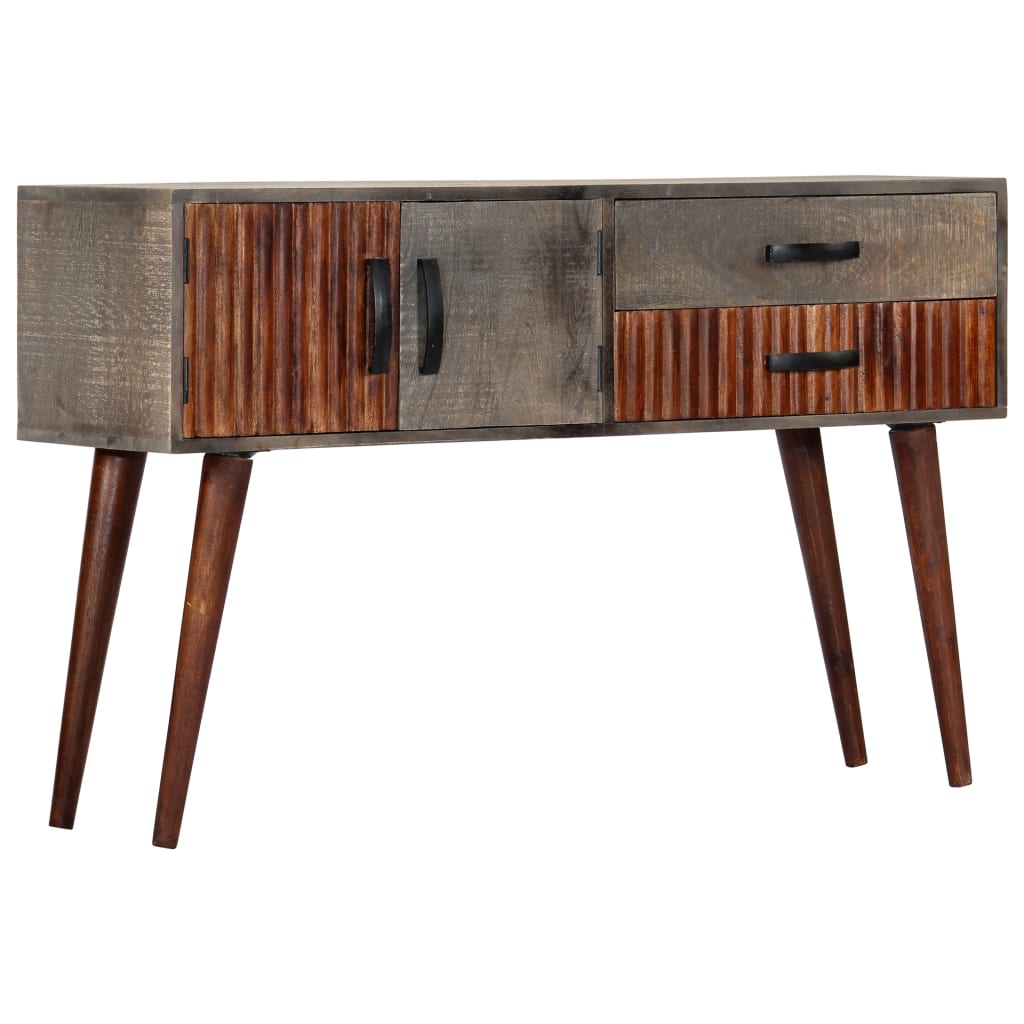 Table Console Gris 120X35X75 Cm Bois De Manguier Massif Brut