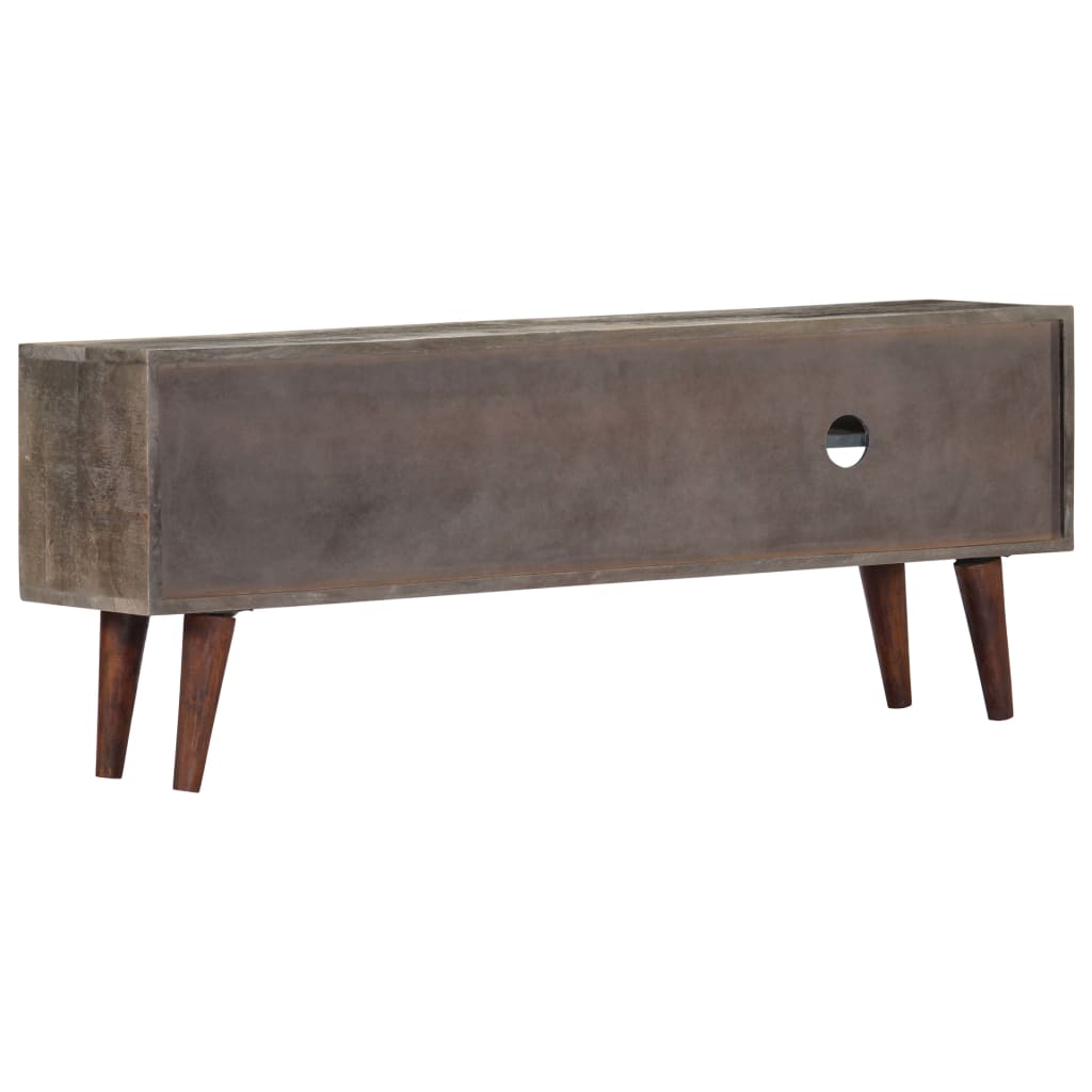 Meuble Tv Gris 130X30X46 Cm Bois Massif De Manguier Brut