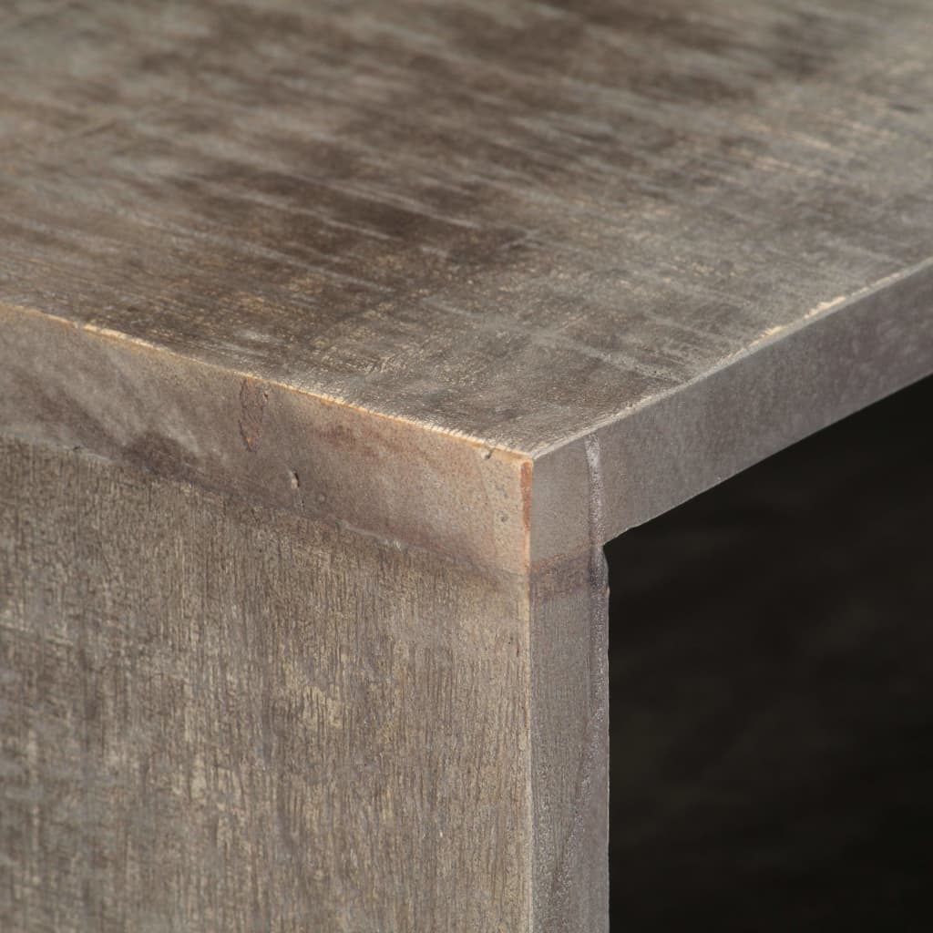 Meuble Tv Gris 130X30X46 Cm Bois Massif De Manguier Brut