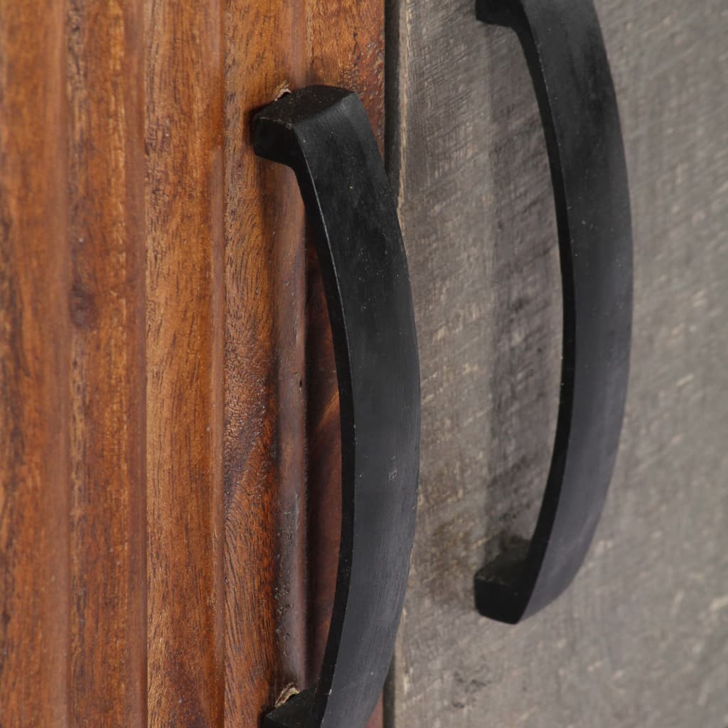 Meuble Tv Gris 130X30X46 Cm Bois Massif De Manguier Brut