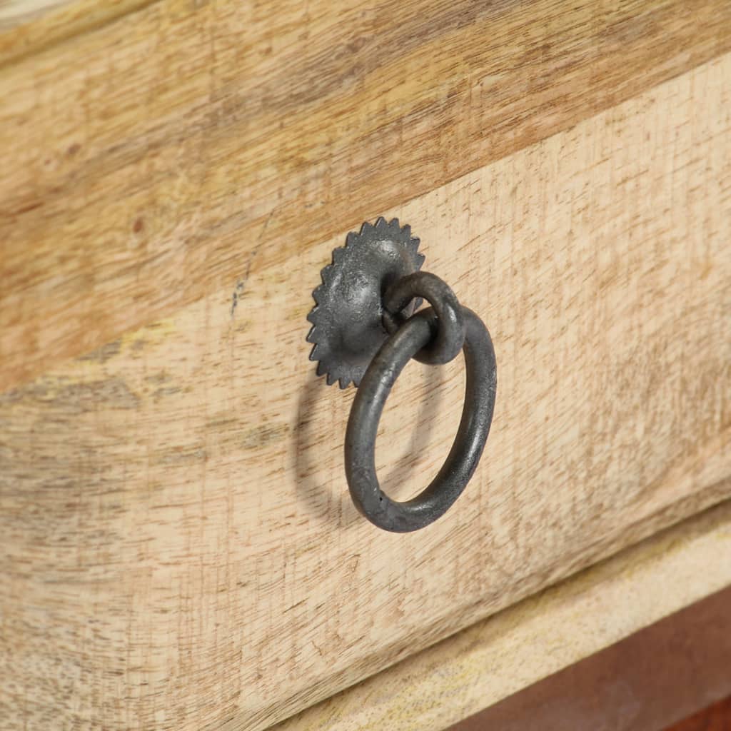 Table De Chevet 40 X 30 X 52 Cm Bois De Manguier Massif Brut